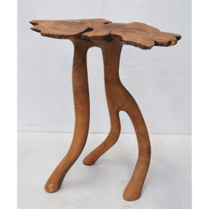Lot 4 - Natural Wooden Unusual Small Side Table w Three Legs - Looks to be made