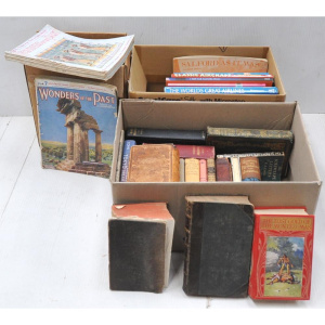 Lot 37 - 2 x Boxes of Vintage & modern Books & magazines incl 1846 Editi