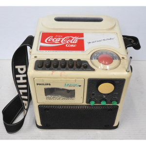 Lot 39 - Vintage Coca-Cola x Phillips Portable AM FM Radio Cassette Recorder Ste