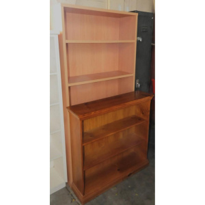 Lot 74 - 2 x Wooden Upright Book Cases incl Small Unit w Three Shelves & Lar