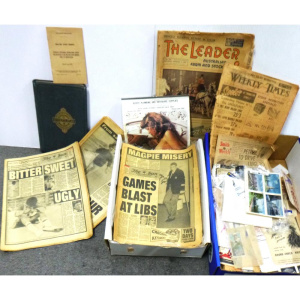 Lot 88 - 2 x boxes of assorted vintage Ephemera inc, 1979 Risque Calendar, News