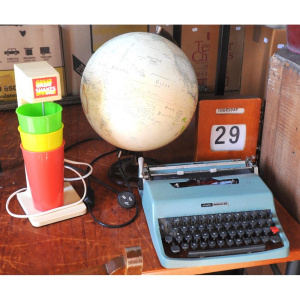 Lot 100 - Group lot - MCM Olivetti Lettera 32 Portable Typewriter, light up Glob