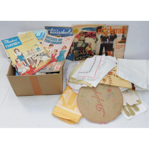 Lot 108 - 2 x Boxes vintage Ladies Items inc Magazines 1970s Womens Household, s