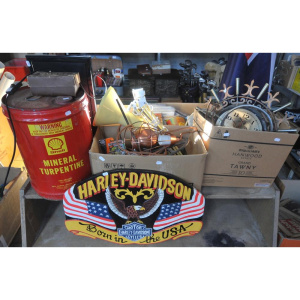 Lot 117 - Lot of Mixed Items incl Shell Mineral Turpentine Five Gallon Tin, LED