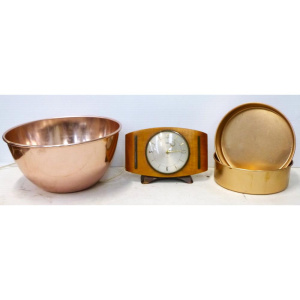 Lot 156 - Group Lot Retro Items - incl Matamec Clock & Anodised Kitchen Bowl