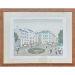 Lot 163 - Francois (Fanch) Ledan (1949 - ) Large framed Colour Lithograph - Rue
