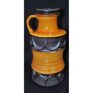 Lot 196 - Large AF West German Pottery Vase w Orange & Brown Glaze - Approx