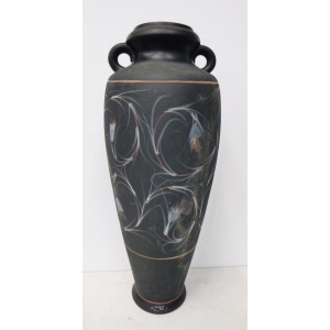 Lot 197 - Australian Pottery Contemporary Terracotta Twin Handle Vase with hand