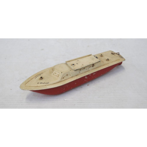 Lot 205 - Vintage English St Michael Tin Toy Battery Operated Boat