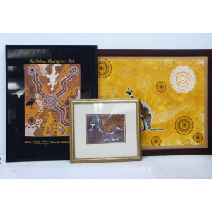 Lot 216 - 3 x Framed Aboriginal Oil Paintings & Prints - Desma Rankin oil 'K