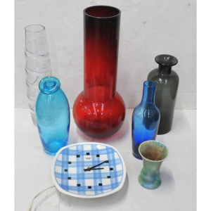 Lot 224 - Lot of Vintage Ceramics & Glass incl Smiths Cetric Ceramic Wall Cl