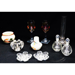 Lot 247 - Group lot of Glass & Ceramics inc French Glass Candlestick, Pair C
