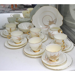 Lot 303 - Vintage Ceramic Paragon Harvest Tea Set for Six w Jug, Bowl, Six Trios