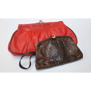 Lot 304 - 2 x vintage leather bags - 1960s Jacques of Melbourne soft red Clutch