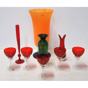 Lot 309 - Vintage Coloured & Art Glass - incl Whitefriars Specimen Vase, etc
