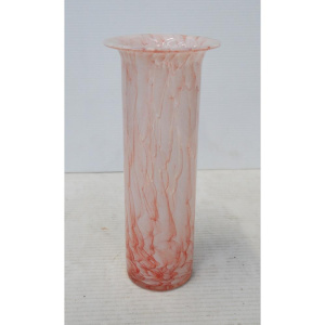 Lot 314 - Original Mottled Pink & White Glass Vase - Approx 28cm H
