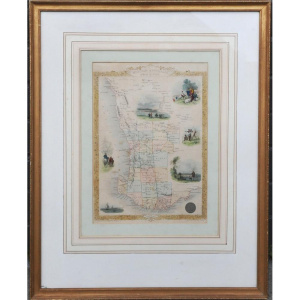Lot 320 - Framed c1856 Engraved Map - Western Australia Swan River - details to