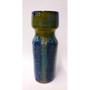 Lot 327 - Vintage Australian Pottery cylinder vase - blue & green glaze with