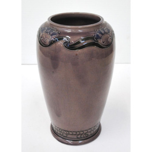 Lot 333 - Vintage c1920-30s Awaji Japanese Art Pottery Vase - Tube lined decorat