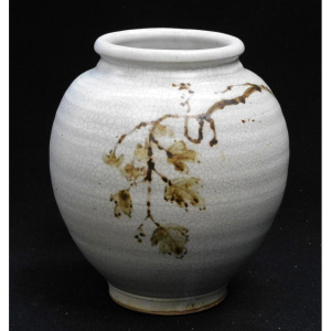 Lot 338 - Sergio Sill Australian Pottery Vase - Neutral Glaze with decoration to