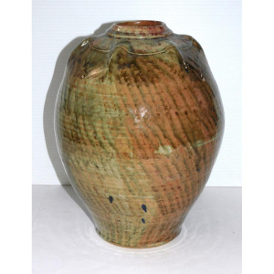 Lot 341 - Ken Horder Australian Pottery Vase - Earth tones with raised dimpled b