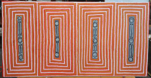 Robert Nanala Tjapaljarri (1959 - ) Large Stretched Aboriginal Oil Painting on C