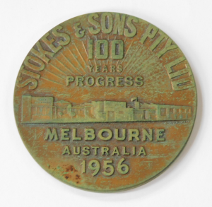 Bronze Commemorative Medallion for Stokes & Sons Melbourne 1856 - 1956, 58mm