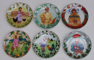Set of Six Villeroy & Boch Unicef Cabinet plates 20cm D +