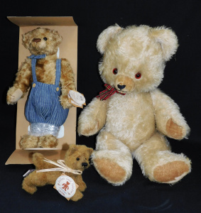 3 x Plush Toys inc Large vintage Mohair Teddy Bear 24 L , Boxed Gund Bartons Joh