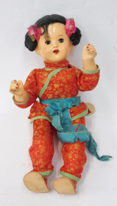 193040s Chinese composition- cloth & wooden body Doll - Press Panel Leg &am