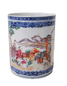 Vintage Chinese Export Porcelain Tankard Mug - Traditional colourful Hand decor