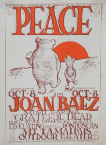 Vintage Original unframed 1966 Mt Tamalpais Outdoor Theatre Concert poster for J