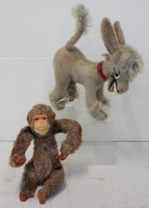 2 x 1960s Soft Toys inc Germaqn Anker Mohair Laughing donkey & Monkey