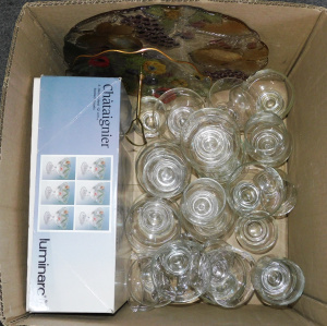 Box of vlintage Glass ware inc sets Regis Conring glasses various sizes, Boxed F