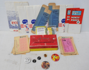 Lot of Vintage Advertising & Packaging Items incl Bauhaus Badge, Vintage Tat