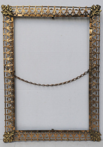 Vintage Polished Brass Gothic Revival Picture or Mirror Frame - to fit picture m