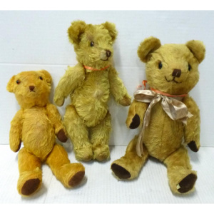 3 x Australian Vintage Joy Toy Teddy Bears inc, Mohair, all with jointed limbs &