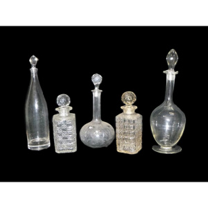 Group Lot Cut Crystal & Glass Decanters - incl signed Orrefors