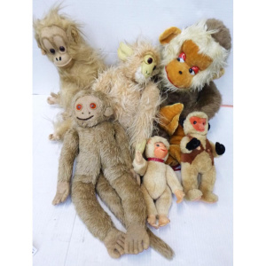 Group lot of Vintage Soft Toy Monkeys & Apes - assorted sizes and materials