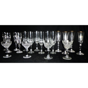Group Lot Sets & Pairs of Crystal Wine Glasses - incl Misaka, Bohemia, etc S
