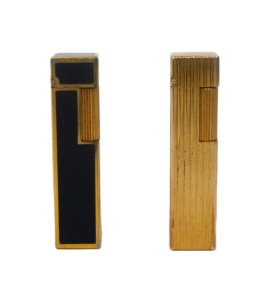 2 x Vintage Cartier Cigarette Lighters - 1 x Heavy Vertical Line Design, Gold T