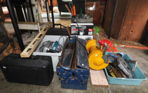 Group Lot of Power Tools, Hand Tools & Hardware incl Makita Circular Saw, 15