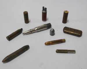 Lot of Vintage Trench Art Cigarette Lighters inclLightrs made from Bullets, Casi