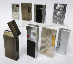 Lot 38 - 8 x vintage mainly 1960-70s Silver Toned Cigarette Lighters - Colibri,