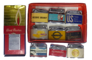 Lot 41 - Group Lot Advertising Cigarette Lighters - incl Municipal Bond Dealers