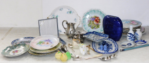 Lot 69 - Mixed Box lot inc Royal Albert Cake plate, Hand painted Cabinet Plates,