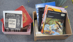 Lot 73 - 2 x Boxes Vintage Ephemera & Auction Catalogues incl Dictionary of