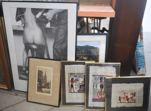 Lot 93 - Group Framed Pictures, incl British Etching, Advertising Poster for Wei