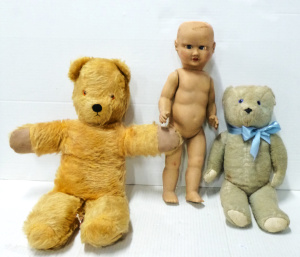 Lot 134 - 3 x Australian Vintage toys inc, 1960s Verna Teddy Bear, Berlex Teddy