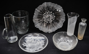 Lot 210 - Group Lot Modern Cut Glass & Crystal - incl Large Jugs, Vases, Bow